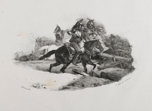 Cuirassiers Charging an Artillery Battery by Theodore Gericault